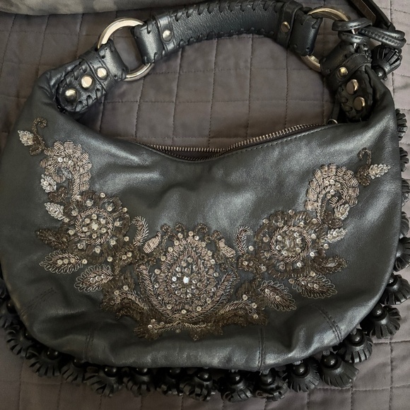 Isabella Fiore Handbags - Vintage Isabella Fiore Embroidered tasseled Leather hobo Women's Bag orig $598